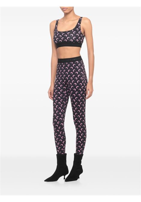 moon printed jersey leggins woman black and pink MARINE SERRE | WPA111ACJER0001BK90